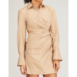 Justin Simkhai Vegan Leather Nutmeg dress with cut-out, NWT. Size 0